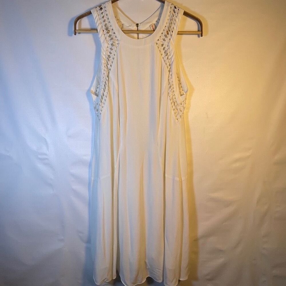 Rebecca Taylor White Rayon Blend Sleeveless Diamond Shift Dress Size 8